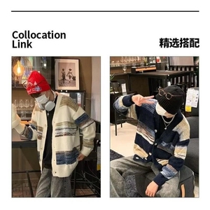 网图现货84861-特P65秋冬针织开衫毛衣外套高级感宽松休闲条纹图片