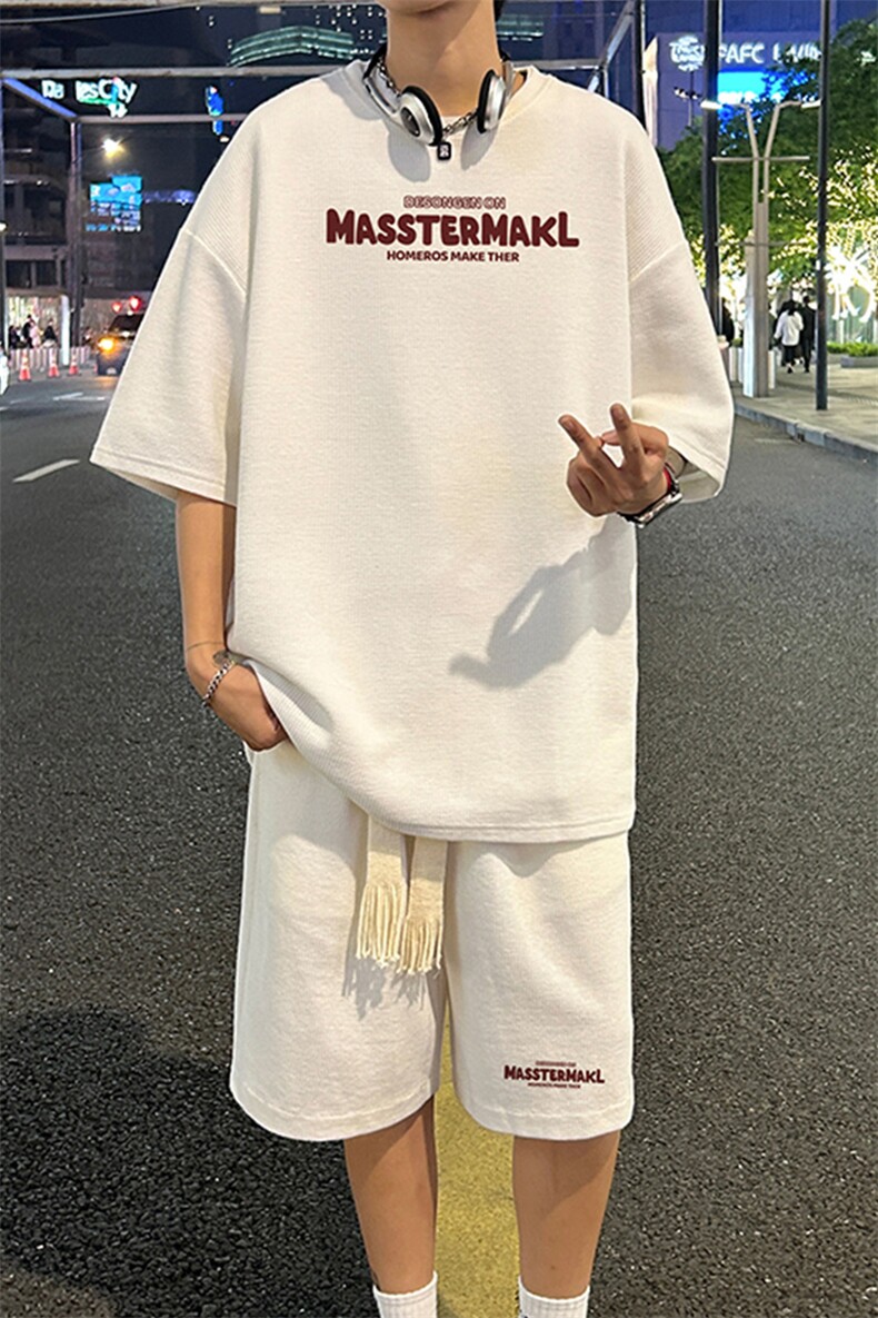 套装！华夫格套装短袖T恤短裤男TZ184-特P38,男装T恤,电商B367