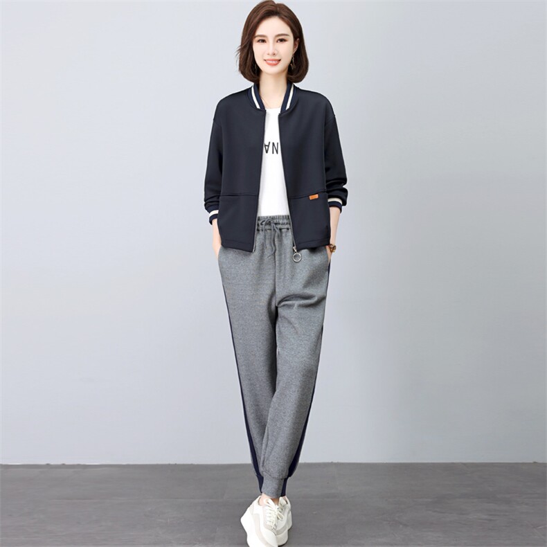 三年不下架(新款)2024年春秋时尚两件套装女棒球服卫衣运动套装女,女装套装/套裙,璐依舞