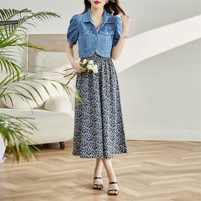 2023年夏季时尚潮流舒适修身两件套连衣裙,女装连衣裙,超帛
