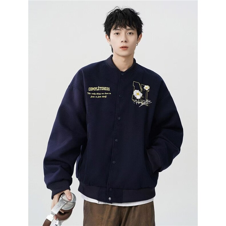 新款时尚潮流慵懒流行原宿刺绣重磅毛呢夹克气质日系百搭简约ins,男装夹克,星座1210-1