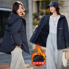 现货2025年冬季新款夹棉保暖棉衣中长款派克服，女装棉衣/棉服，悦祺