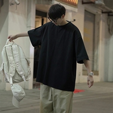 港风休闲百搭圆领短袖T桖潮流百搭纯色纯棉打底衫HY33TP16，男装T恤，电商A102B
