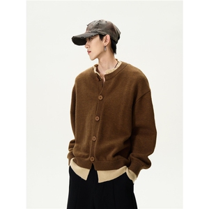 1506/Q50140/P70撞色拼接假两件开衫毛衣,麦穗搭配衣服图片