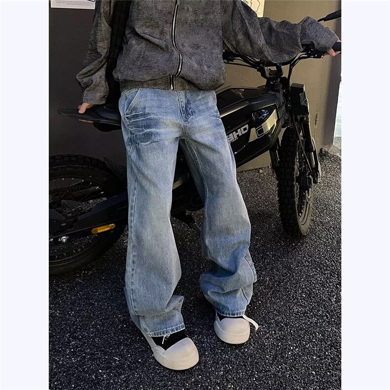 2026美式复古水洗裂纹牛仔裤男女宽松高街休闲长裤K70536-P47网图,男装牛仔裤,电商B245