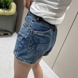 小众设计感后兜牛仔短裤女大码胖mm薄款夏天高腰显瘦a字阔腿热裤图片