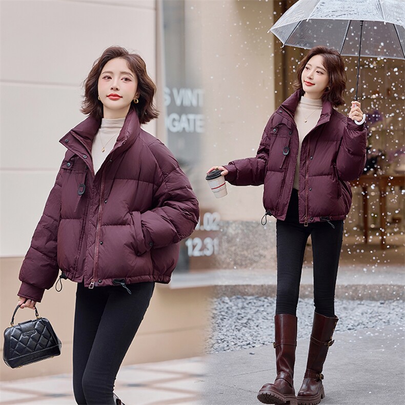 美拉德洋气时尚短款连帽羽绒服女2025秋冬季新款小个子白鸭绒外套图片