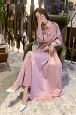 现货工装连衣裙女春新品chic复古气质中长裙18806P120控185，女装连衣裙，艾青服饰