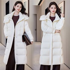 长款棉服女2025新款宽松立领连帽防风冬季棉袄加厚过膝羽绒服，女装羽绒服，阿舍尔精品