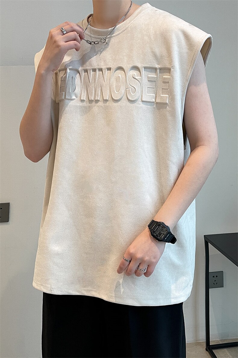 夏季字母背心潮流宽松T恤休闲上衣A071-T11-P30,男装背心/马甲,电商A071