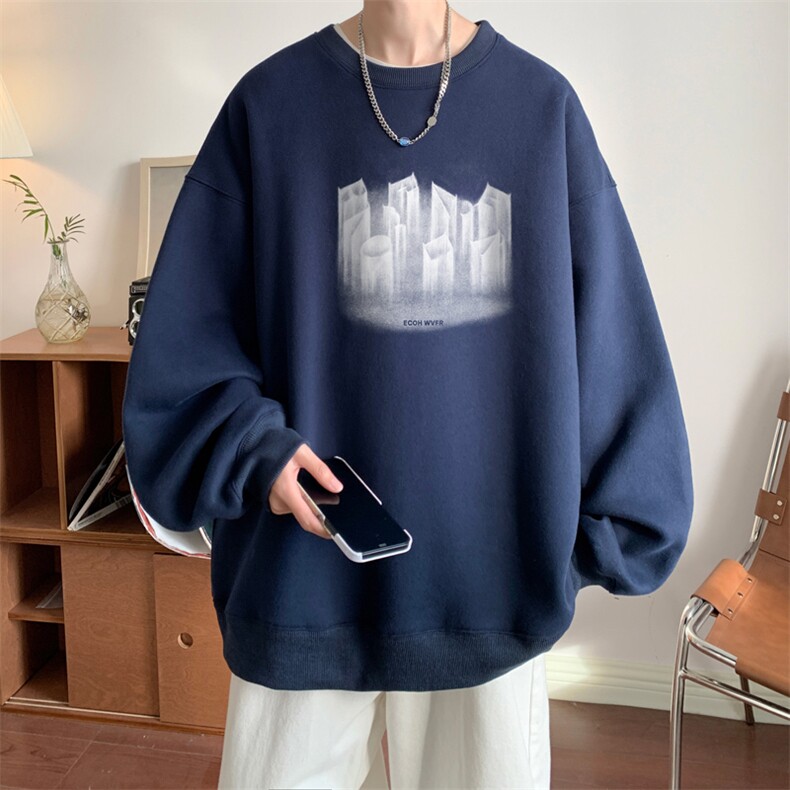 ！圆领卫衣男装港风长袖T恤男外套男WY147-P28,男装卫衣,电商B367