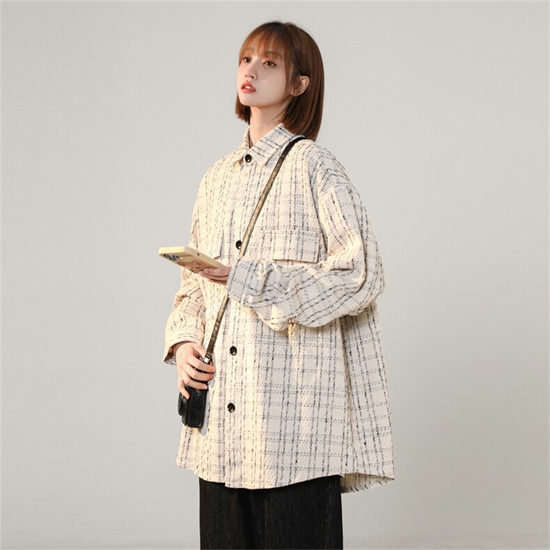 C8012/P50秋装新款现货中性风小香风工装衬衣男女衬衫潮外套上衣，女装衬衫，电商A141