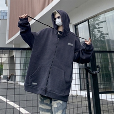 秋款男连帽开衫灯芯绒卫衣贴标休闲外套WY8037P55，男装卫衣，星座1013-1