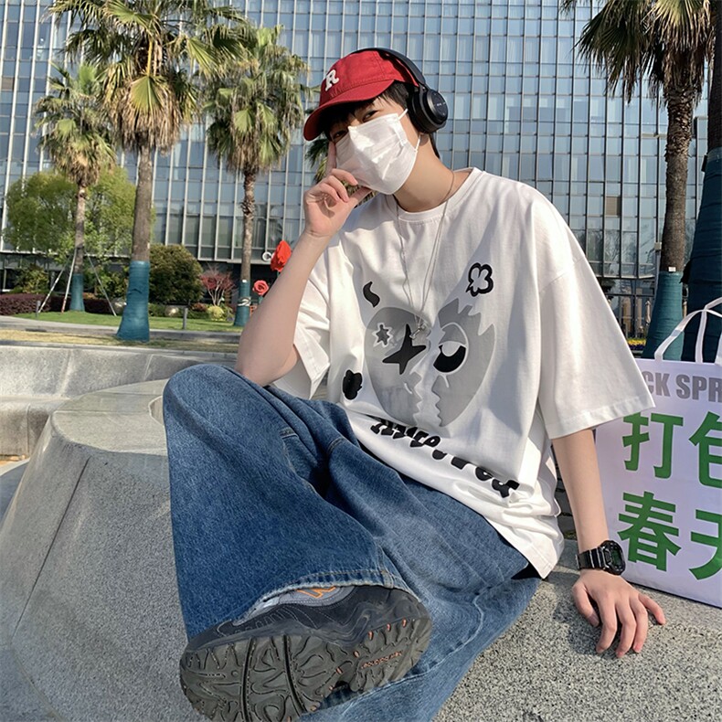 B266-6603-P35控4823夏季新款美式印花宽松休闲短袖T恤,男装T恤,星座B257-1