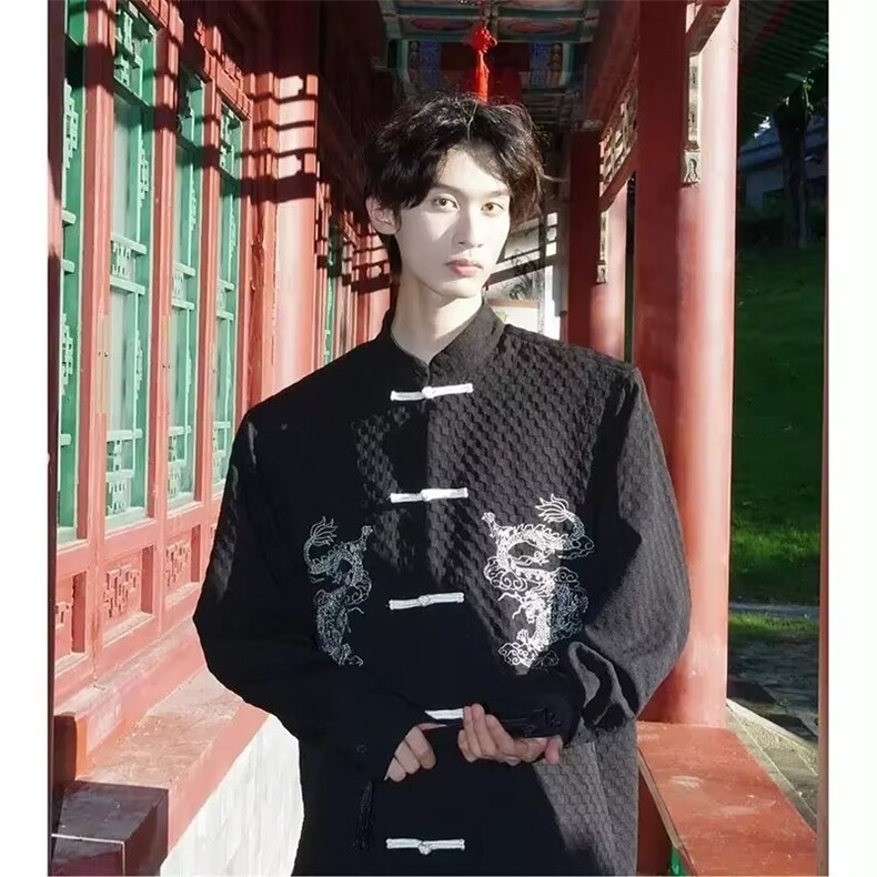 24新款潮改良版复古男女刺绣龙纹设计感衬衫外套-TZ058-网络图,男装衬衫,星座1002-2