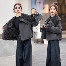 现货！现货！冬季新款女装2025年时尚气质休闲加厚羊羔毛外套，女装派克服，涵墨