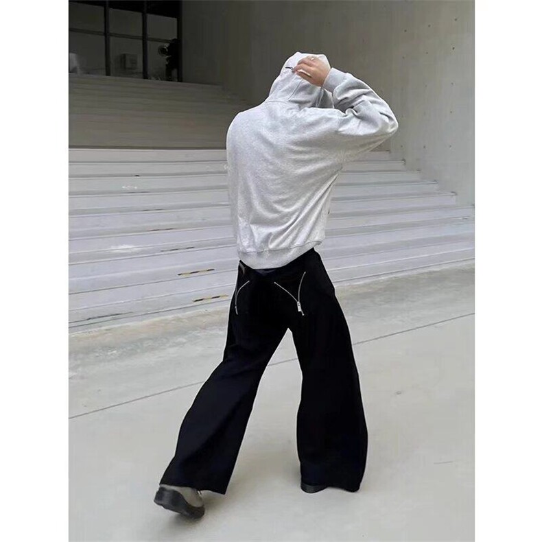 W9090-P48网图现货春季新款宽松百搭休闲裤设计感垂感拖地西裤,男装休闲裤,星座1608-2