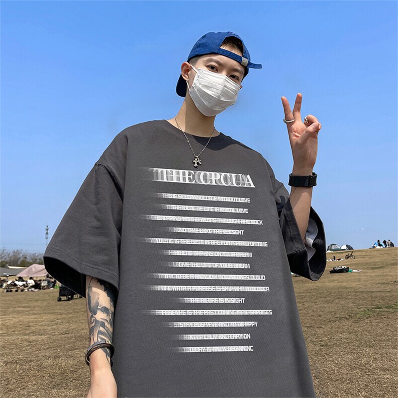 抖音得物二开现货供应220克夏装重磅美式高街宽松短袖t恤MT95,男装T恤,电商A486-1