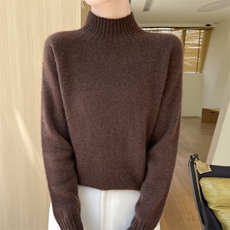 秋冬季新款纯色毛衣女长袖宽松显瘦百搭一线7针加厚针织衫，女装针织衫/毛衣，贵皇网供仓