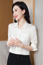 真丝春装优雅气质真丝衬衫女短袖宽松显瘦印花上衣时尚，女装衬衫，阿舍尔精品