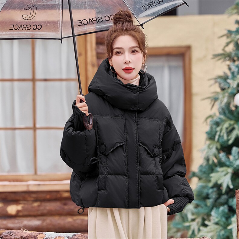 洋气减龄粉色短款羽绒服女2025冬季新款超好看连帽白鸭绒保暖外套,女装羽绒服,米雪儿