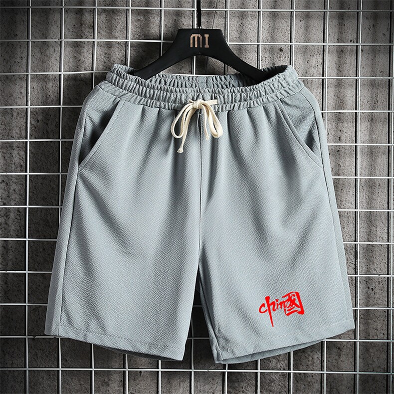MK37276-P15冰丝短裤男士大码宽松休闲五分裤男运动中裤网格,男装休闲裤,电商A040A