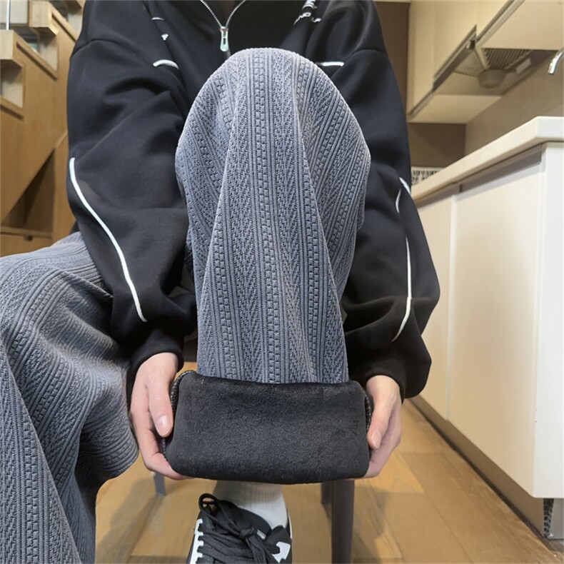 麦穗条加绒休闲长裤M-5XL特P45,男装卫衣,电商B325