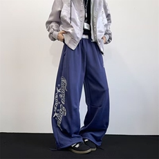 灰色美式运动裤女秋冬大码宽松显瘦休闲裤字母直筒阔腿卫裤，男装休闲裤，星座506A