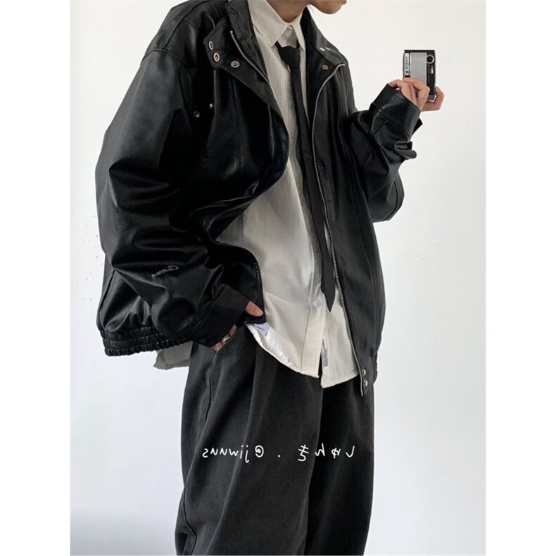 复古机车服皮衣美式多口袋夹克飞行员立领pu皮外套K1021-P75网图,男装皮衣,电商B245