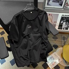 2023新款夏短袖t恤男假两件宽松圆领打底学生半袖带项链GT06P26图片