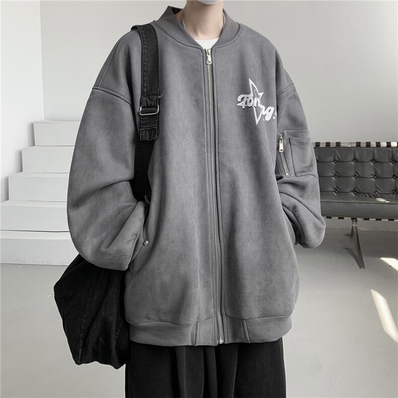 秋美式复古麂皮绒飞行棒球服男女夹克外套JF251-P80控108,男装夹克,电商B370