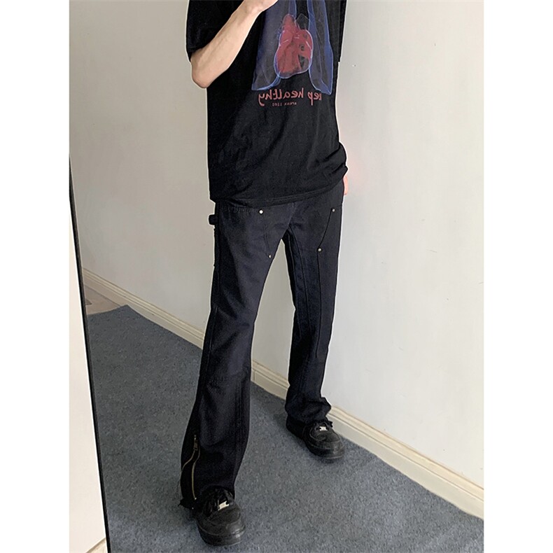 B221美式ins高街小众百搭微喇拉链牛仔裤LK22049-P60控78,男装牛仔裤,电商B221
