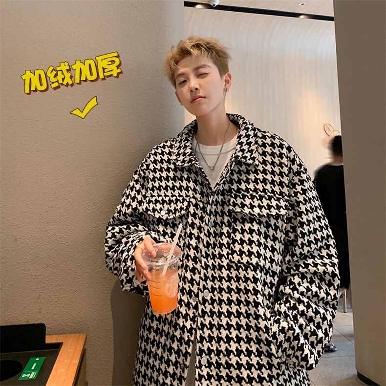 MY678-P80现货冬季棉衣休闲夹克千鸟格加棉棉服外套图片
