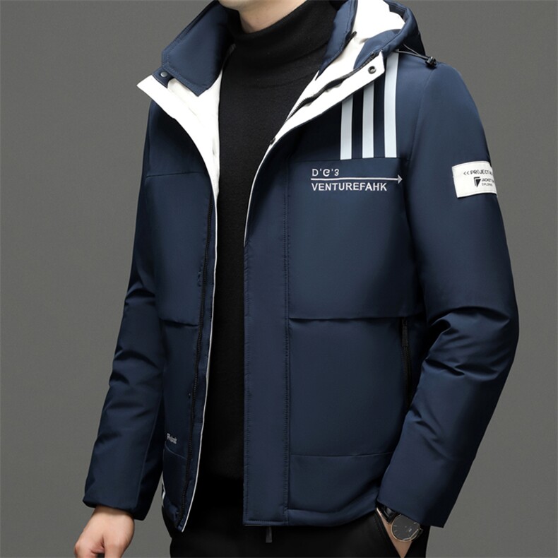 白鸭绒羽绒服男装冬季新款中年男士加厚保暖休闲爸爸装连帽外套,男装羽绒服,电商B212（原钱塘6029）