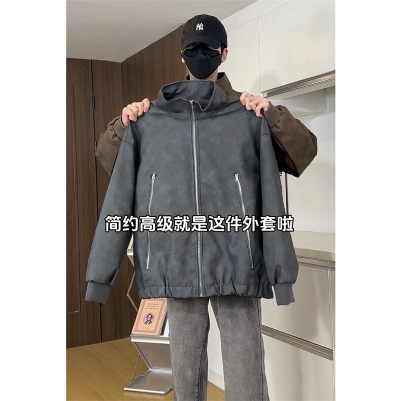 量大优 双拉链美式复古做旧PU皮夹克X1213-DY2315-特批80图片