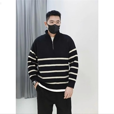 半拉链条纹毛衣男立领秋冬针织衫MYM89，男装针织衫/毛衣，星座516A
