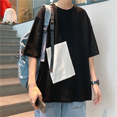 飘带拼接短袖t恤男潮流百搭夏季薄款宽松五分袖ins港风T671-P25，男装T恤，星座512-2