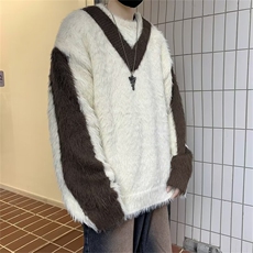 2023领毛衣男秋冬季翻领针织衫美式潮流宽松慵懒风外套，男装针织衫/毛衣，星座716-4