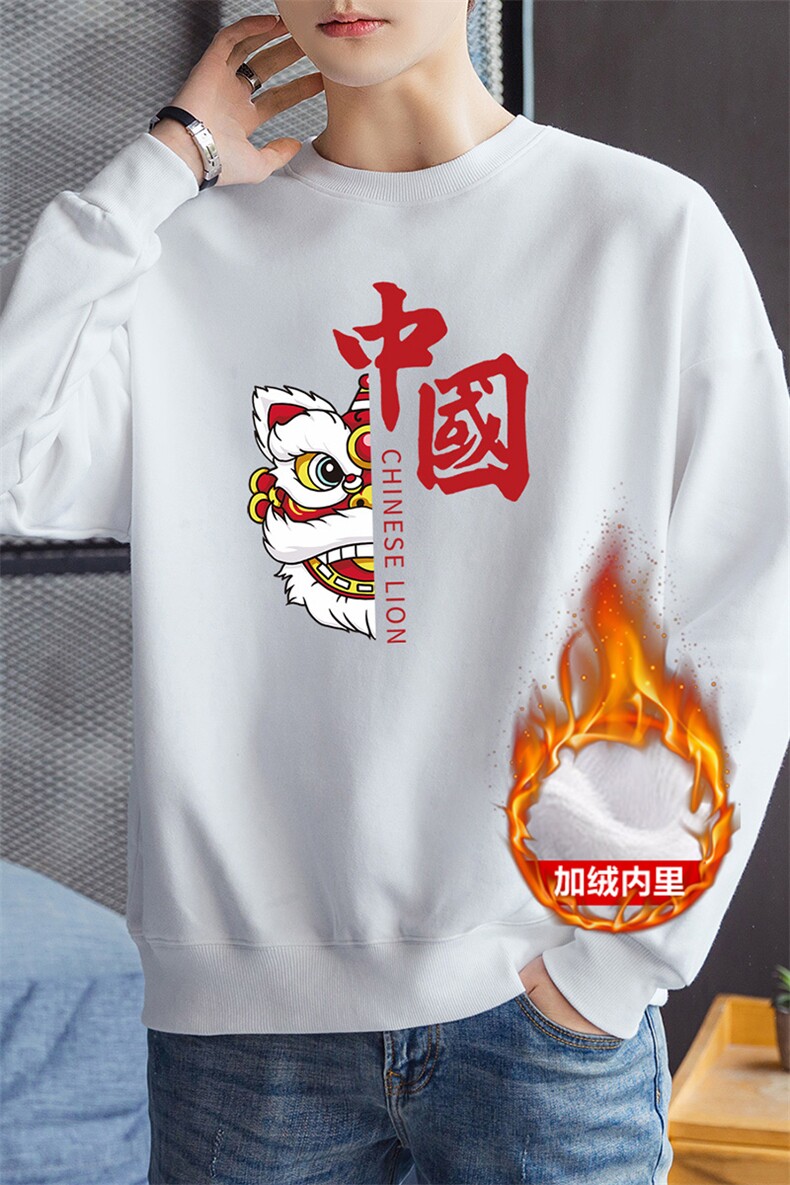 跑量加绒卫衣男秋冬打底上衣潮学生时尚百搭厚款卫衣F070加绒-P19图片