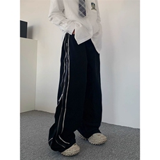 开衩休闲裤男女显瘦阔腿宽松直筒百搭侧边拼接拉链牛仔裤KX236，男装牛仔裤，星座1116A（原606A-3）