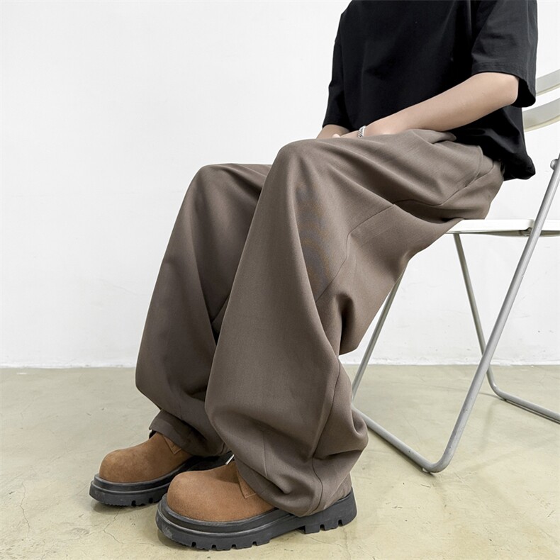 西装裤男女阔腿裤高腰垂感直筒裤咖色裤子X028-P40，男装西裤，星座308B-2