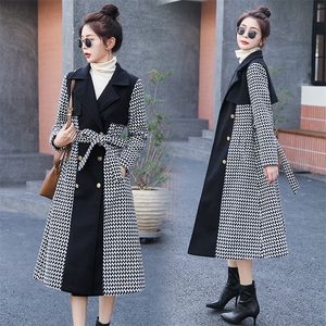 现货冬季简约时尚优雅减龄小香风大衣加厚保暖长款西装外套送腰带,女装毛呢外套,丽美静依
