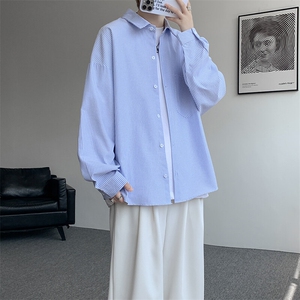 衬衫男秋季新款港风宽松条纹长袖衬衣CS801-特P29图片