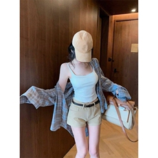 TC617-P45格纹衬衫外套女2026春季设计感小众翻领长袖宽松衬衣，男装衬衫，星座617A-2