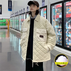 冬上新学生加绒加厚羽绒服中性风时尚翻领棉衣外套男女 8341-P155图片