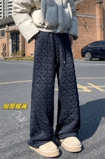 重磅加厚裤子男冬季新款港风潮牌宽松大码慵懒风阔腿拖地休闲棉裤，男装休闲裤，电商A001-1