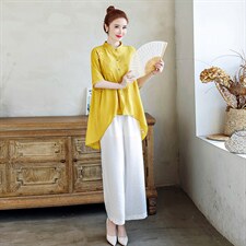 时尚气质百搭优雅2021年夏季宽松阔腿裤两件套，女装套装/套裙，众宇琦