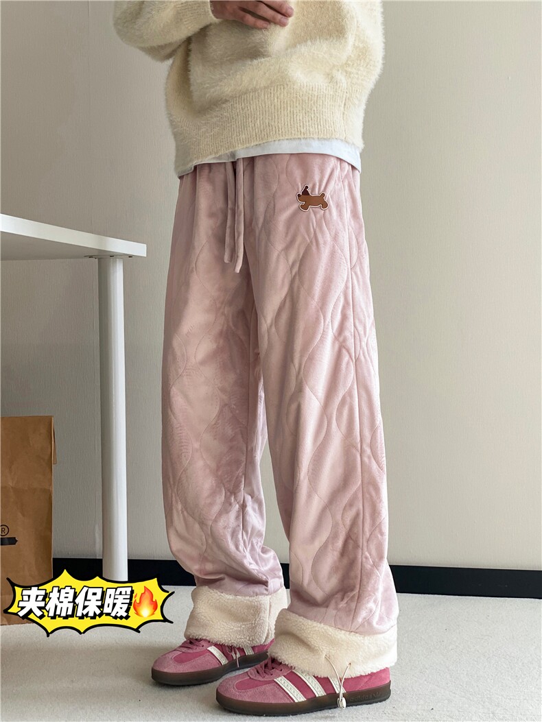 冬季新款加绒保暖腊肠狗情侣多色宽松休闲裤B315-K867-p65控88,男装休闲裤,电商B315