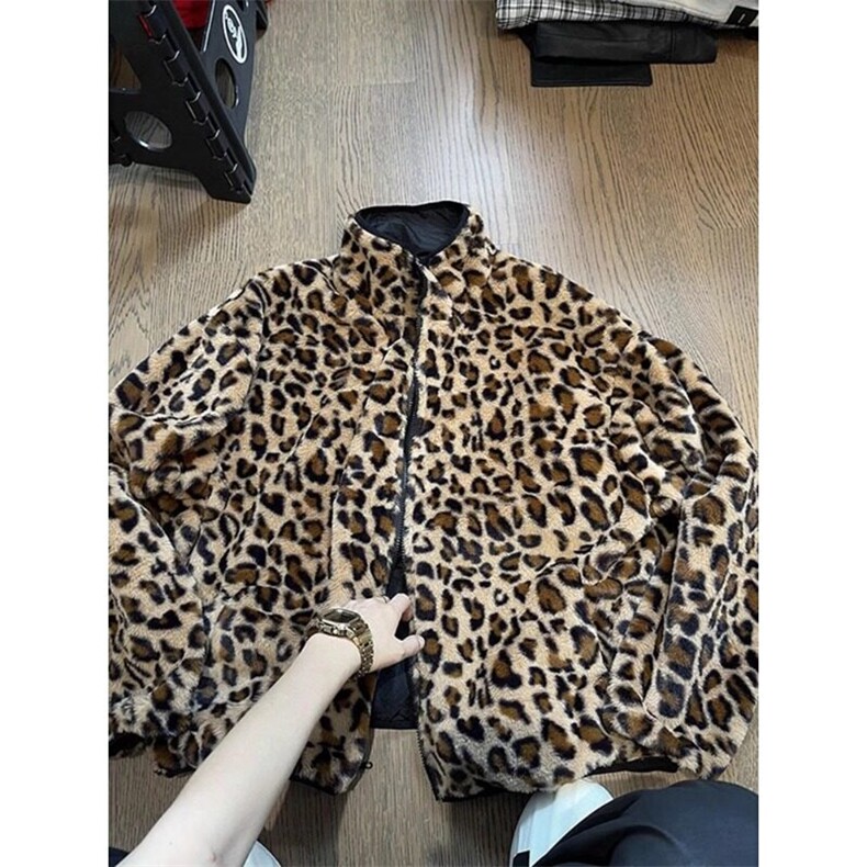 【有货】仿兔毛绒豹纹棉服两面穿潮牌厚外套棉袄MY6612特P80,男装棉衣,星座908-1