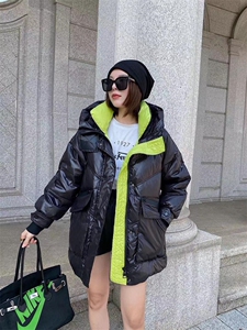 爱美欧 冬季新款，现货撞色羽绒服图片